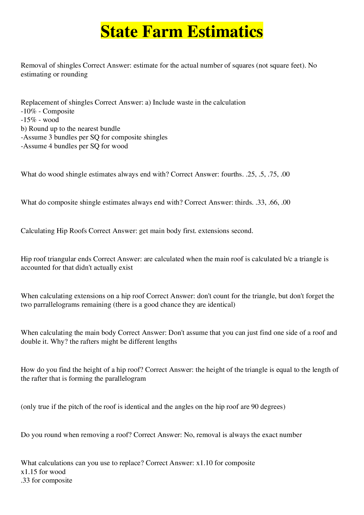 Preview image for State Farm Estimatics - 117 Questions With 100% Correct Solutions 2022/2023
